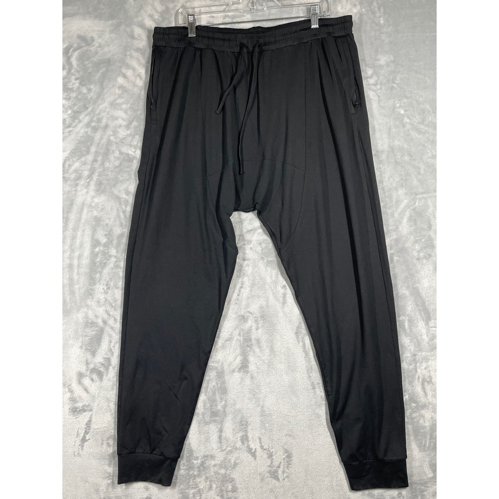 Alo Yoga Mens Black Drop Crotch Jogger Pants XL RN87370 Zipper Pockets